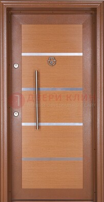Коричневая входная дверь c МДФ панелью ЧД-33 в частный дом